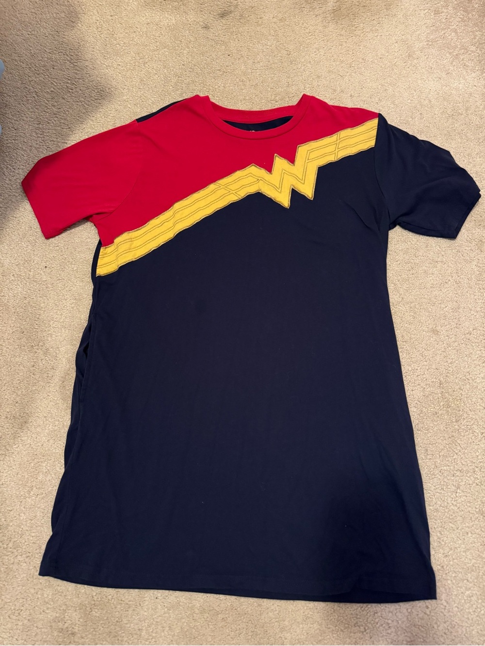 Wonder Woman Inspired women’s  Costume dress tee- Red, Yellow & Navy
